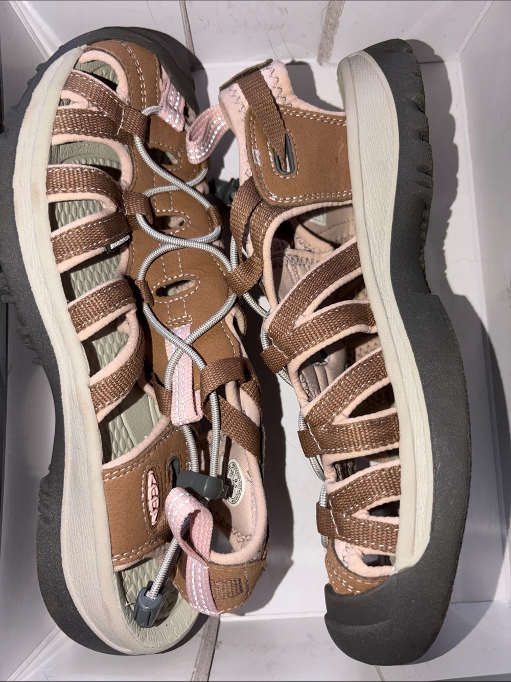 Keen Women's Strappy Sandals in Brown and Light Pink
